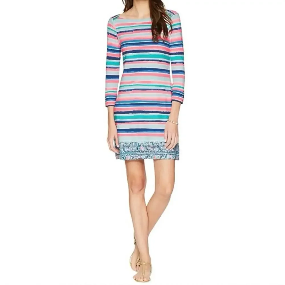 Lilly Pulitzer Sophie Dress Womens XXS UPF‎ 50+ Pink Blue Coastal Stripe Shift